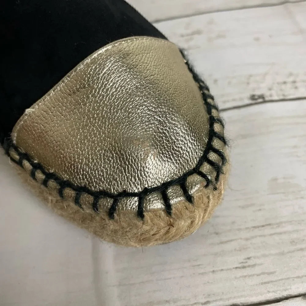 Atelier Costa Gold And Black Espadrille- Handmade In Spain Size 37 or 5.5